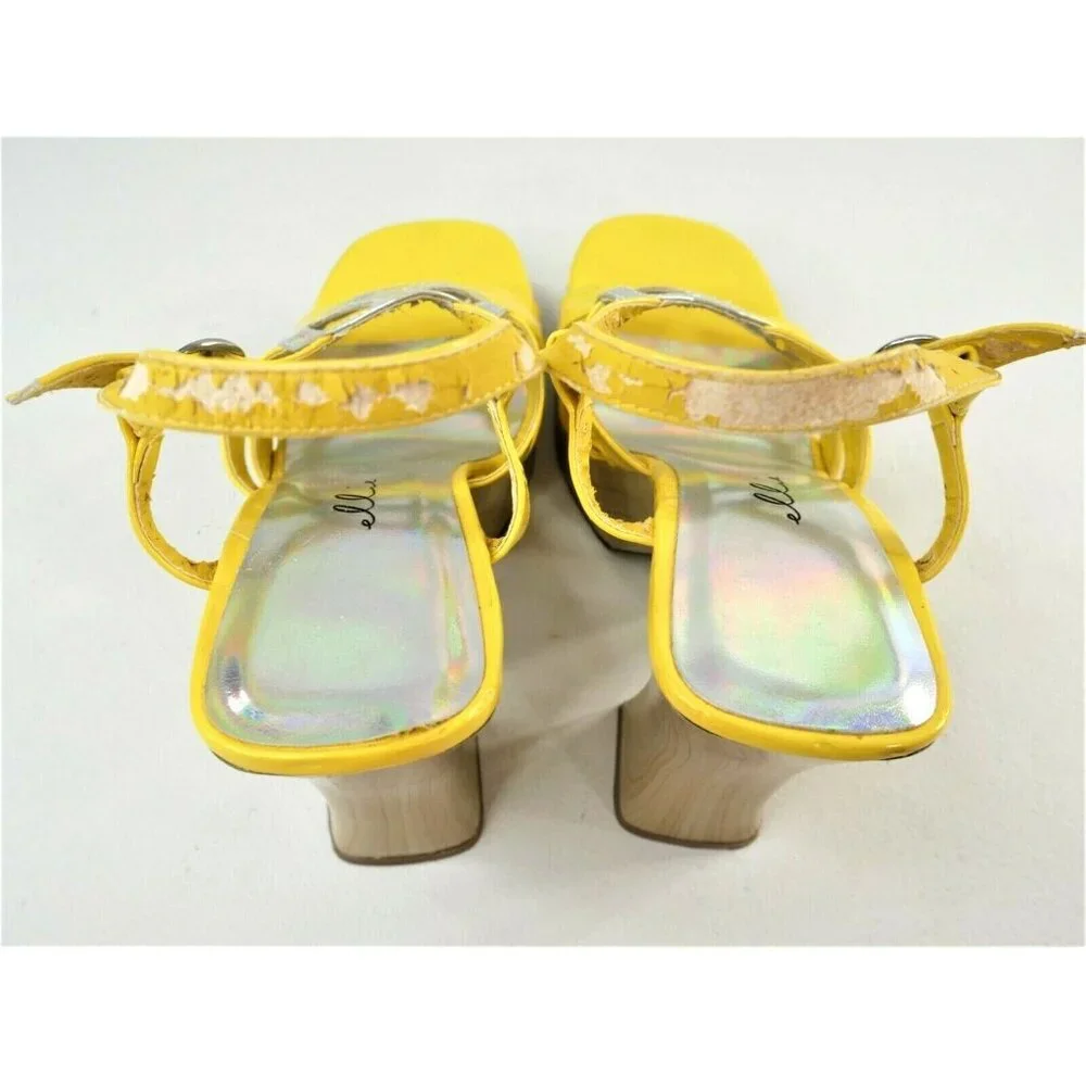 Ellie Yellow Strappy Disco Funky Platform Sandals Womens Size 8 ***